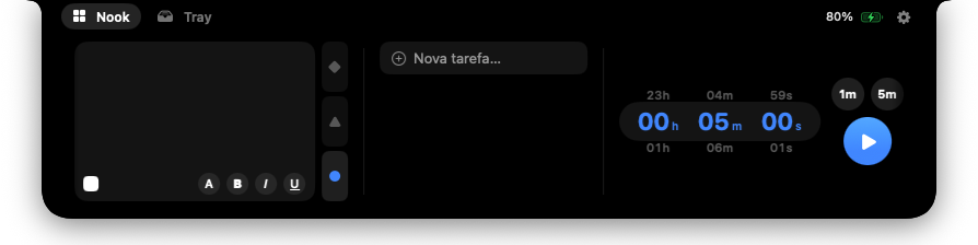 Widgets do Nook: calendário, timers, tarefas e notas